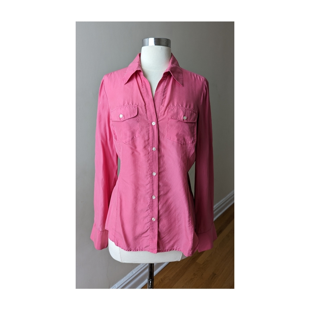 Barbie Pink Silk Button Down Shirt